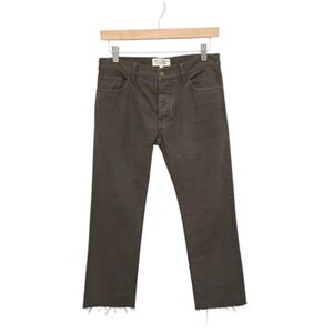 Nili Lotan Jeans Womens 0 Brown Twill Cropped Raw Hem Straight Leg Made USA‎